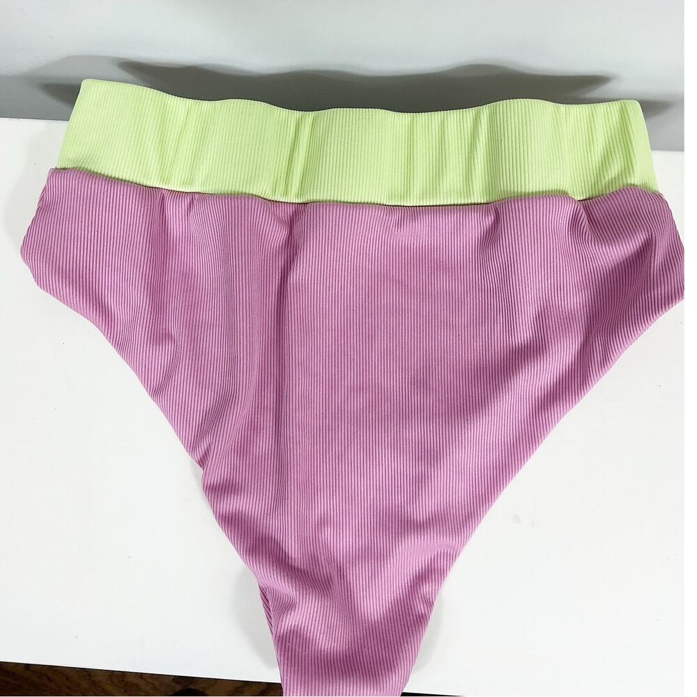 Infamous Swim x Erica Shaw Bikini Set Pink Orange Neon Colorblock Two Piece XXL - Picture 4 of 9